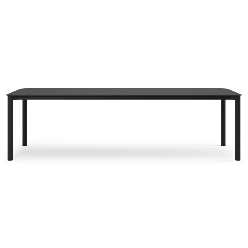 Mira tuintafel rechthoekig afgerond in zwart aluminium en sintered stone Notte minerale - L 270 x B 100 x H 74 cm