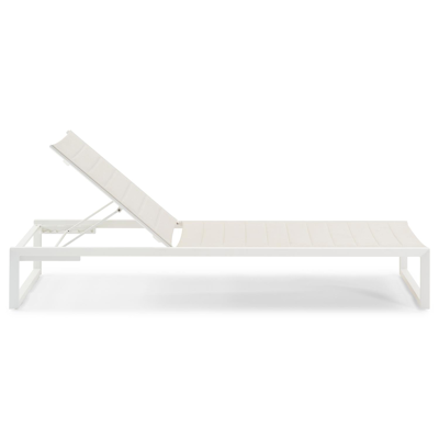 Cirello verstelbaar ligbed in wit aluminium en beige comfort textilene