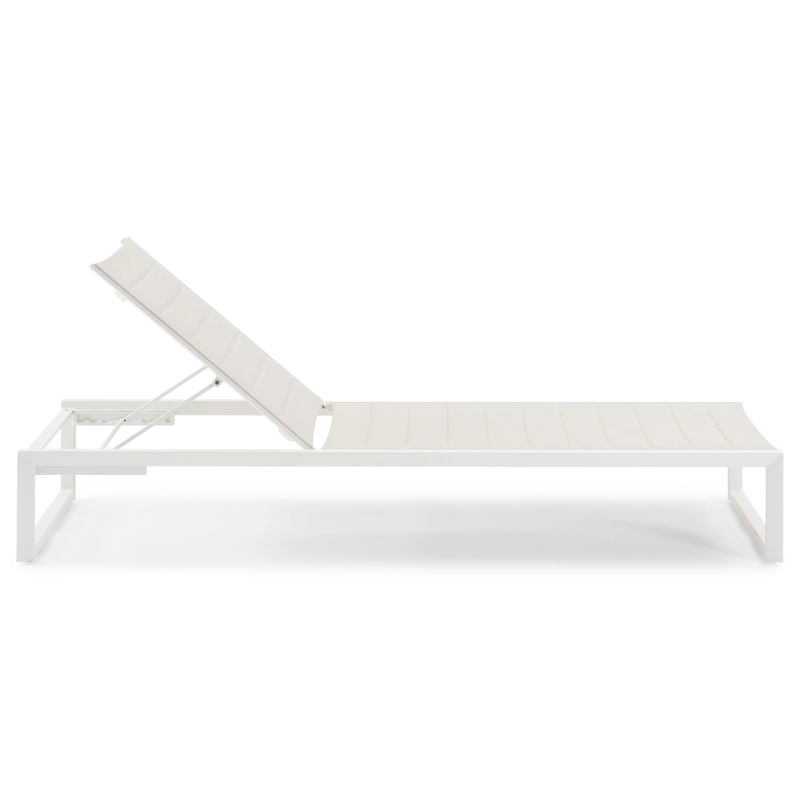 Cirello verstelbaar ligbed in wit aluminium en beige comfort textilene