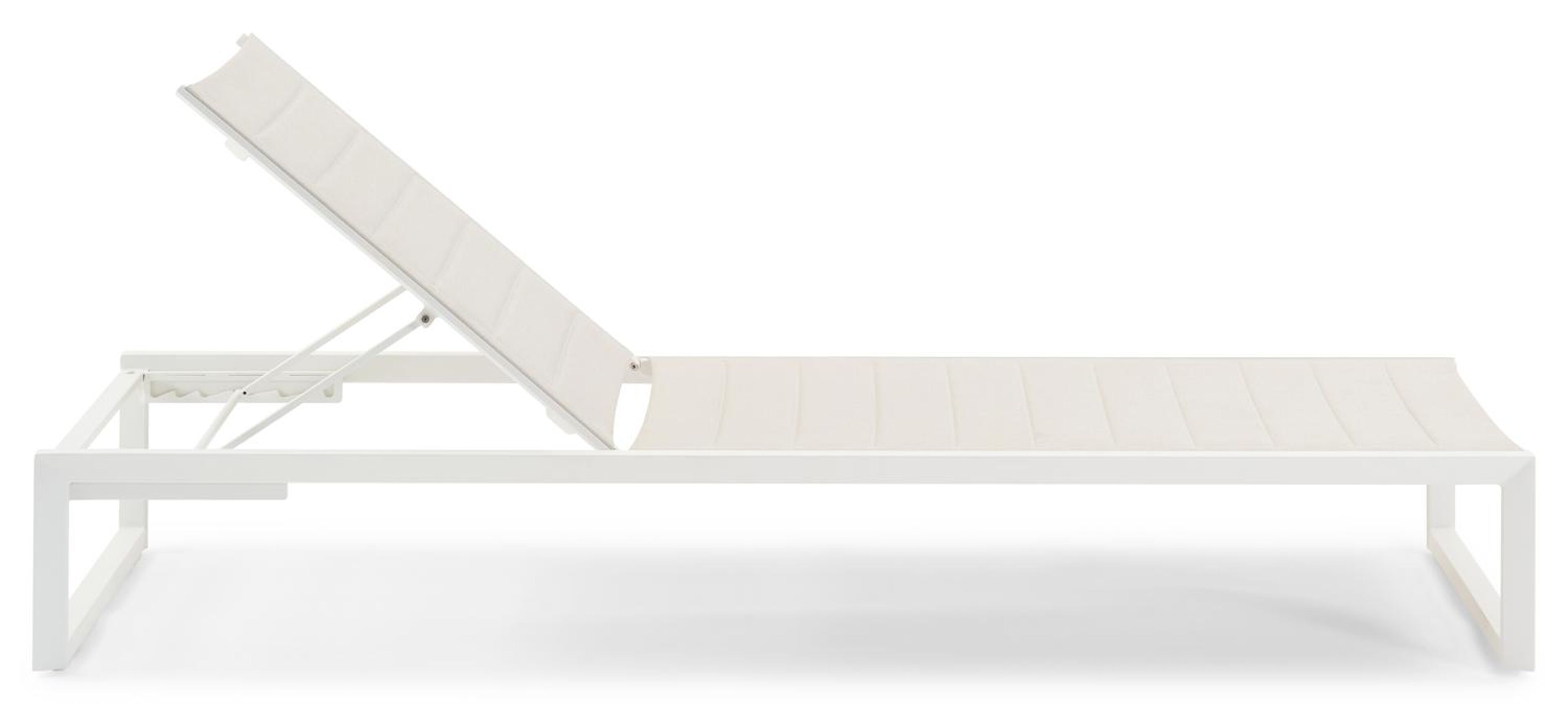 Cirello verstelbaar ligbed in wit aluminium en beige comfort textilene