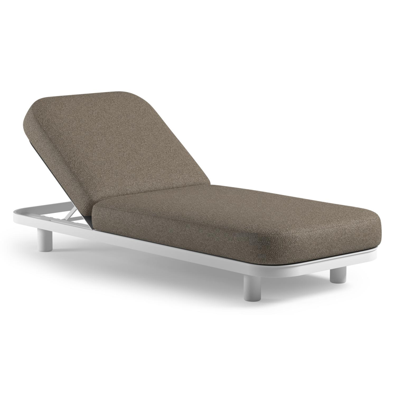 Chaise longue réglable Donato en aluminium blanc et coussin en all weather Cosytica madagascar walnut