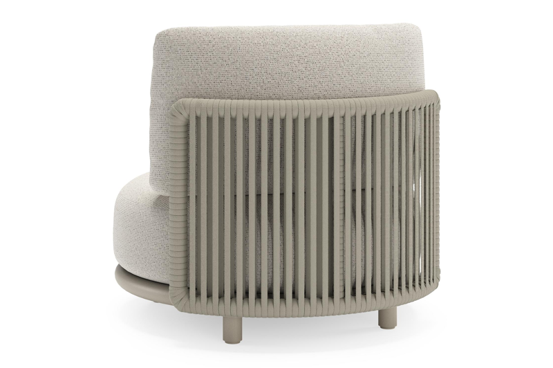 Lomano loungestoel in beige aluminium en beige verticaal geweven luxe vlakke rope met Firenze Natural all weather solica