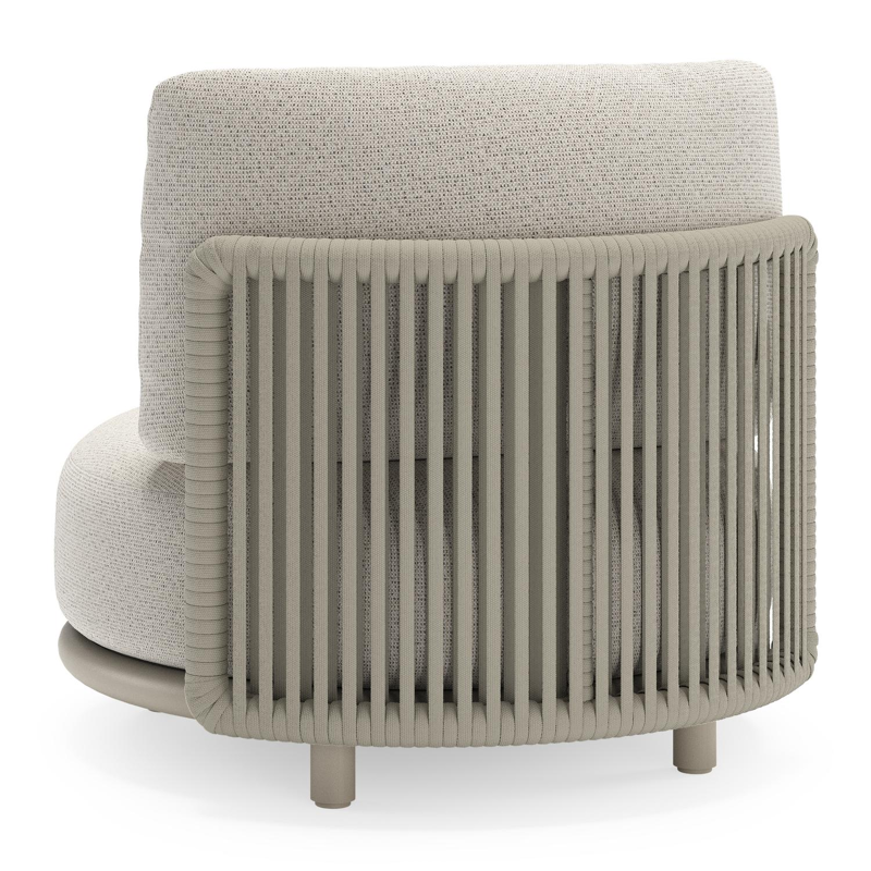 Lomano loungestoel in beige aluminium en beige verticaal geweven luxe vlakke rope met Firenze Natural all weather solica