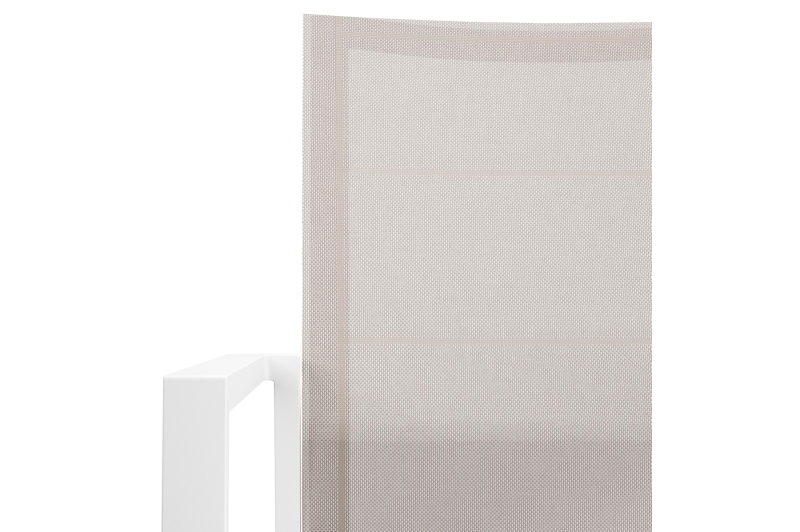 Cirello stapelbare tuinstoel in wit aluminium en beige textilene