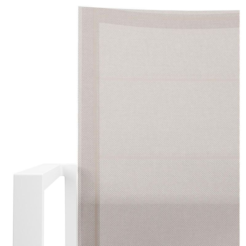 Cirello stapelbare tuinstoel in wit aluminium en beige textilene
