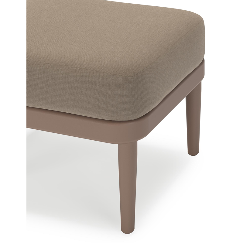 Orso poef in taupe aluminium met Natte Heather Grey all weather sunbrella® luxe kussen