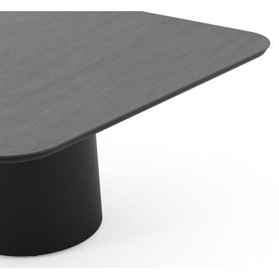 Amico tuintafel afgerond vierkant in zwart aluminium en volkeramiek Basalt Black - L 148 x B 148 x H 73.5 cm