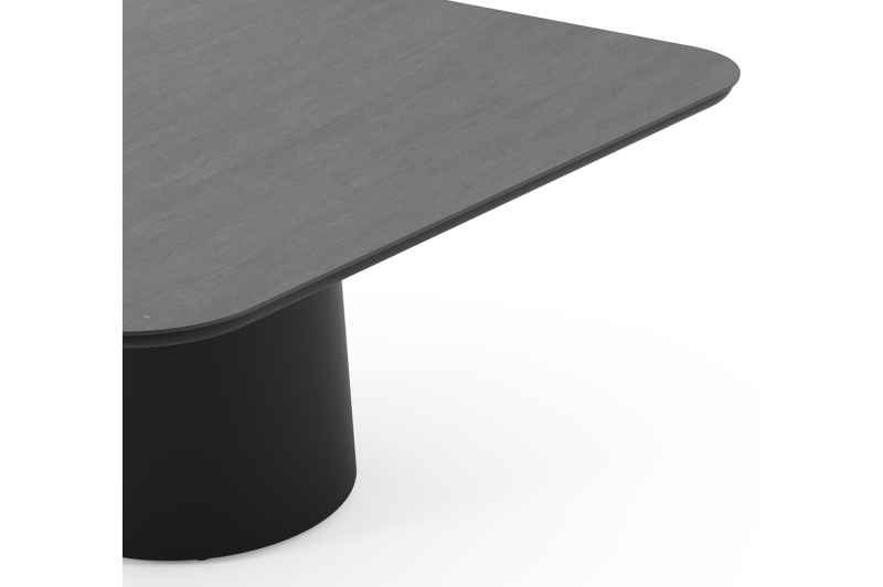 Amico tuintafel afgerond vierkant in zwart aluminium en volkeramiek Basalt Black - L 148 x B 148 x H 73.5 cm