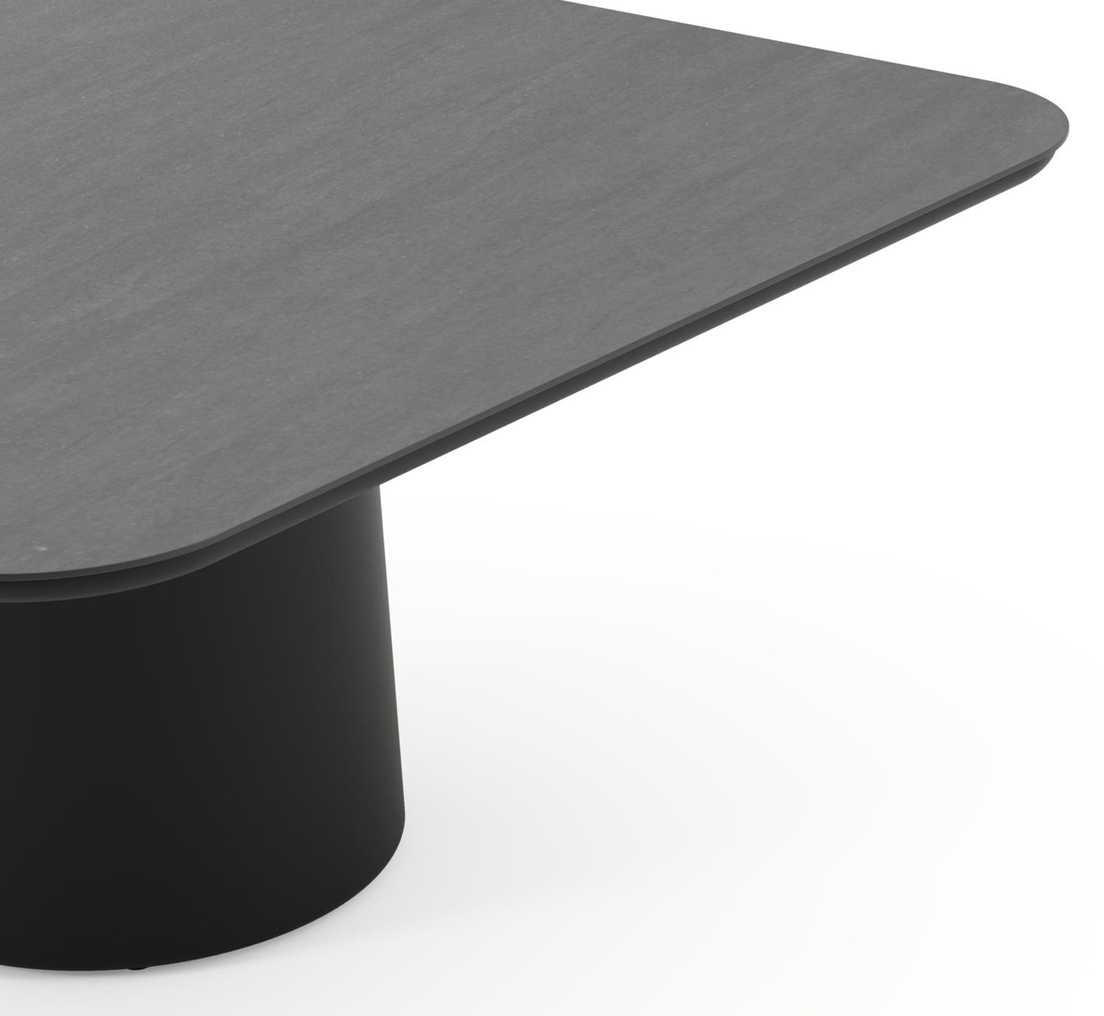 Amico tuintafel afgerond vierkant in zwart aluminium en volkeramiek Basalt Black - L 148 x B 148 x H 73.5 cm