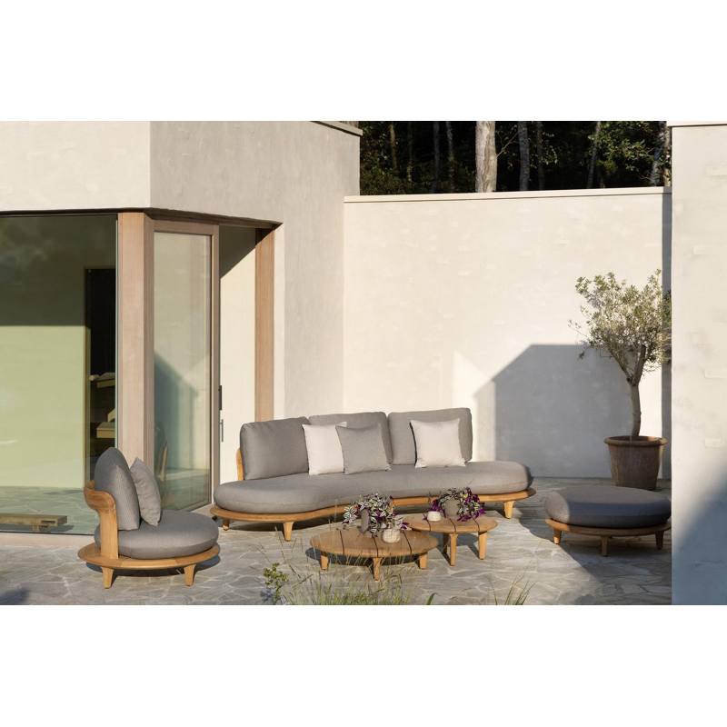 Bomero loungebank in teak met firenze earth all weather solica kussen