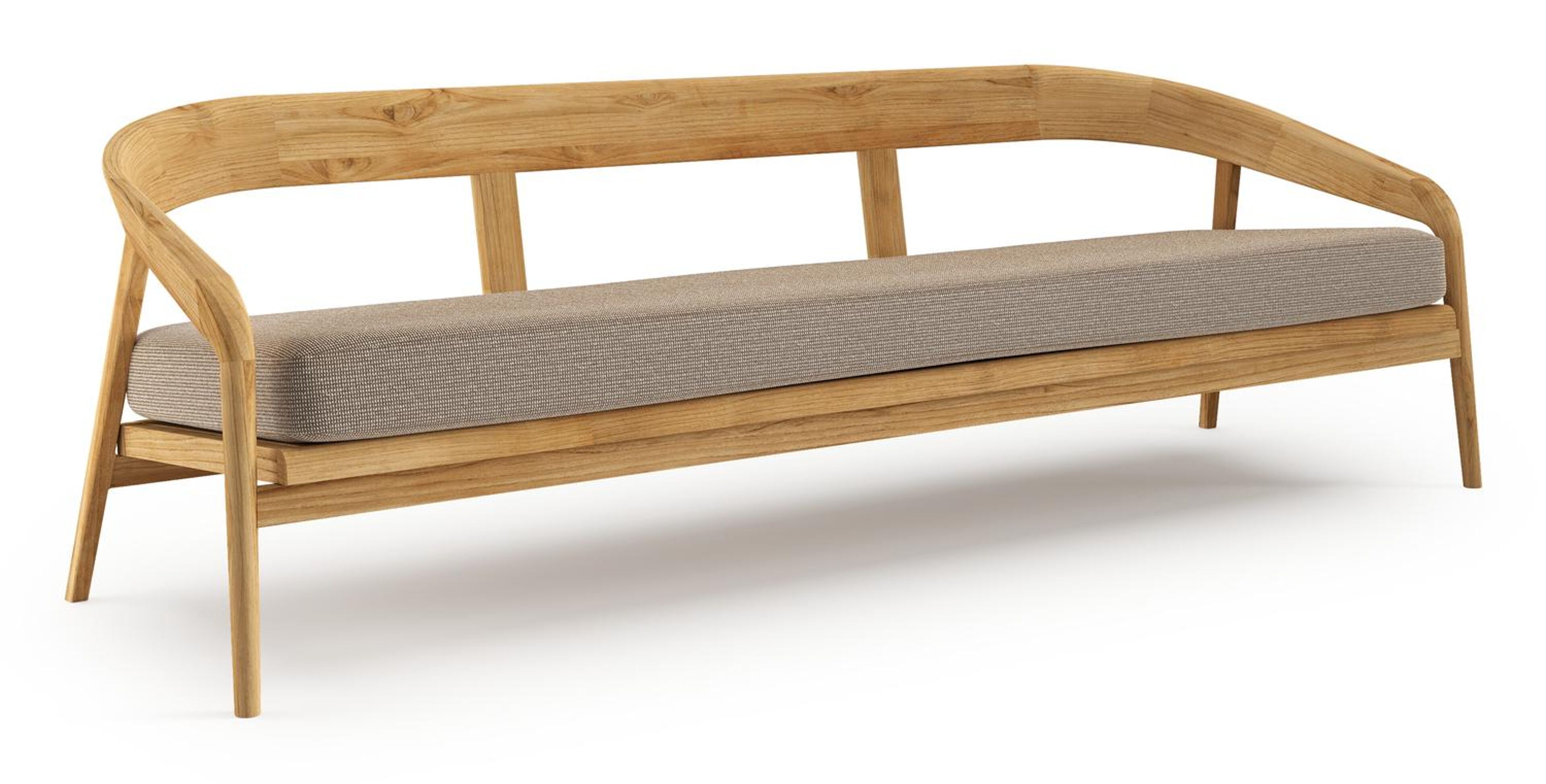 Canapé de jardin Lacrima en teck et coussin en all weather Solica firenze earth