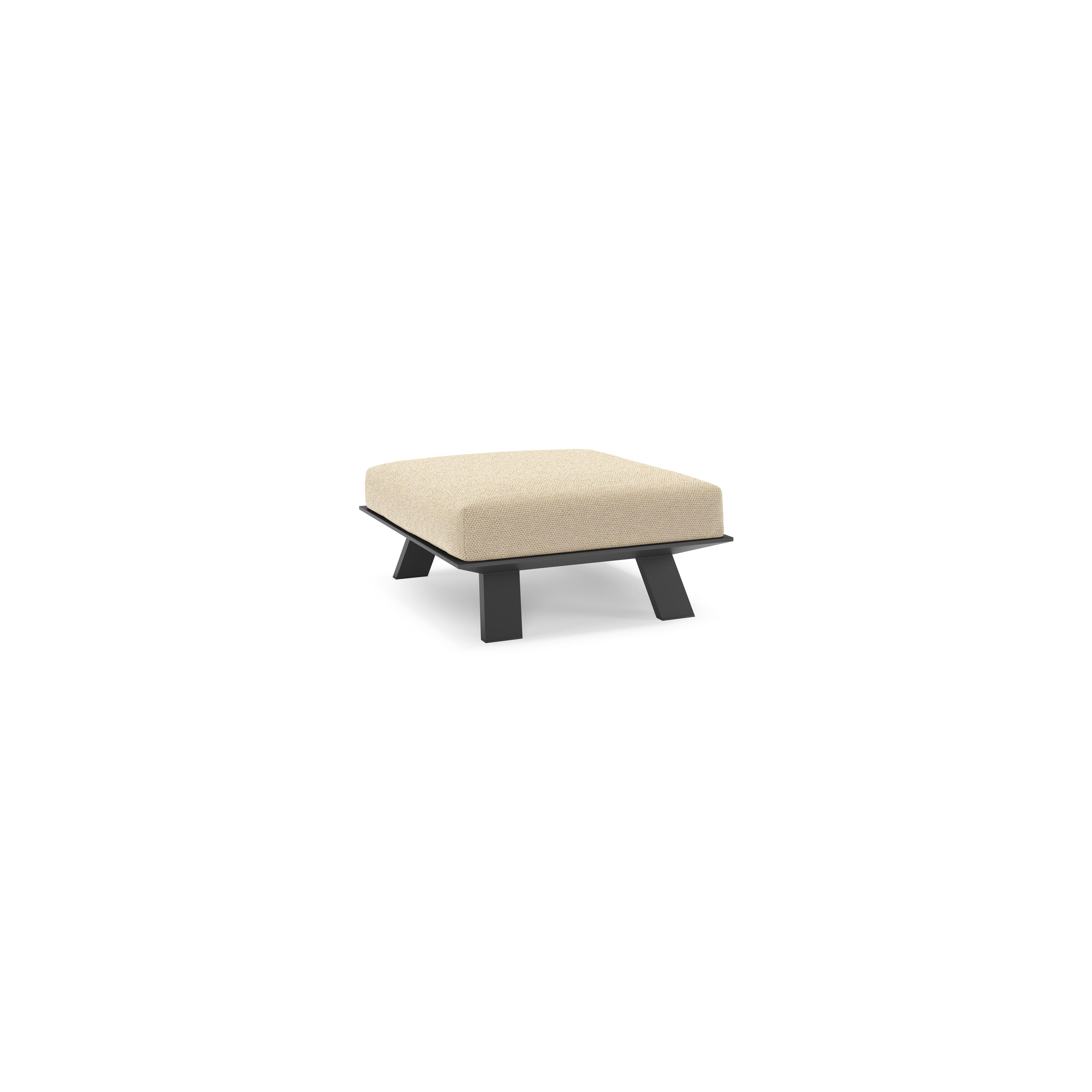 Pouf Cesano en aluminium noir et coussin en All Weather Cosytica althea camel