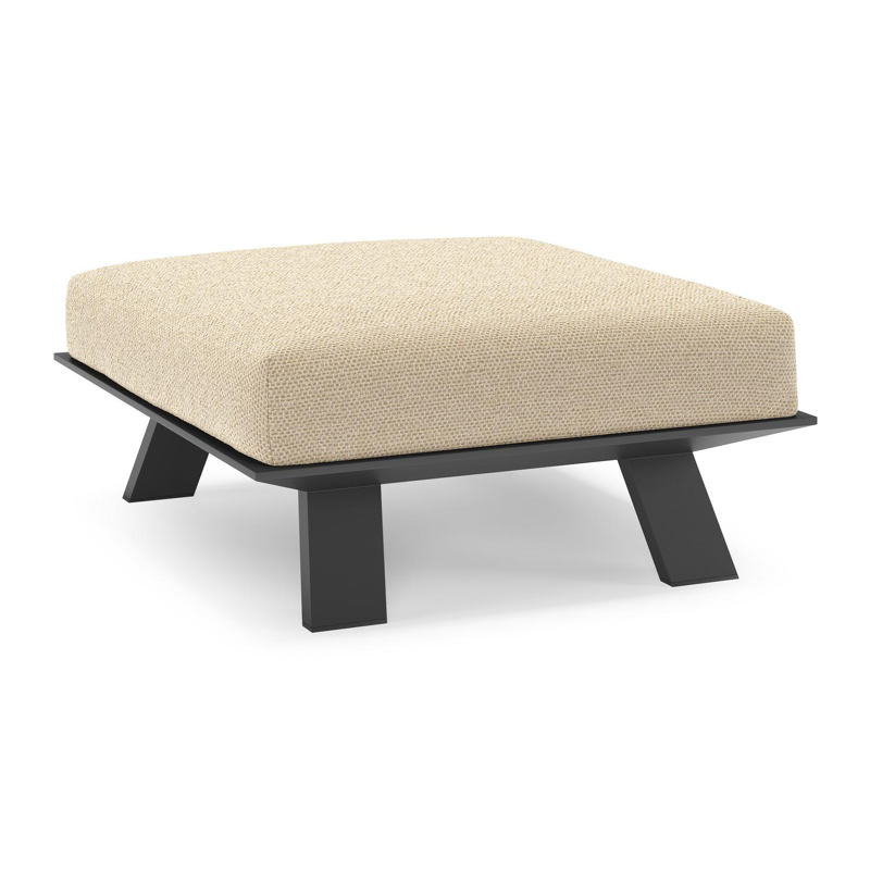 Cesano poef in zwart aluminium met althea camel all weather Cosytica kussen