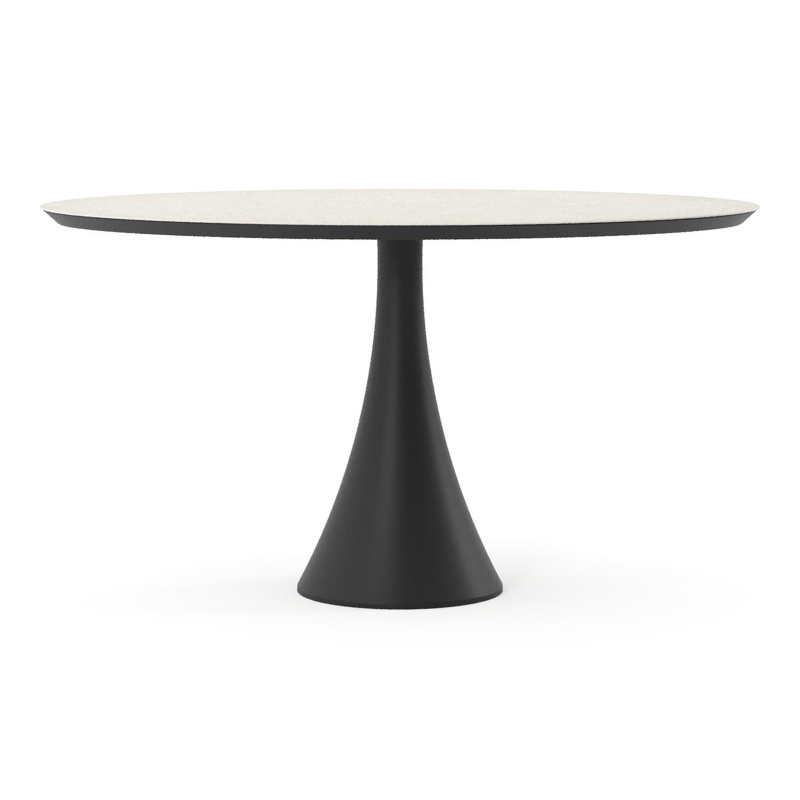Table de jardin Fano oval en aluminium noir et céramique pleine Shilin - Lg. 140 x Lrg. 80 x Haut. 74.5 cm