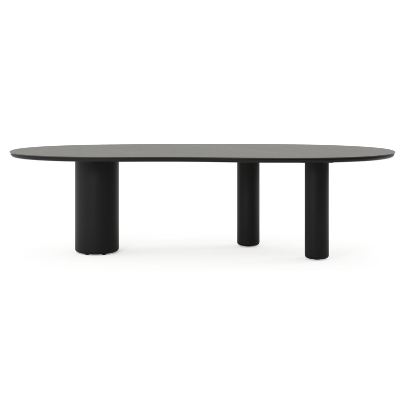 Table de jardin Amico organique en aluminium noir et céramique pleine Calatorao - Lg. 280 x Lrg. 120 x Haut. 73.5 cm