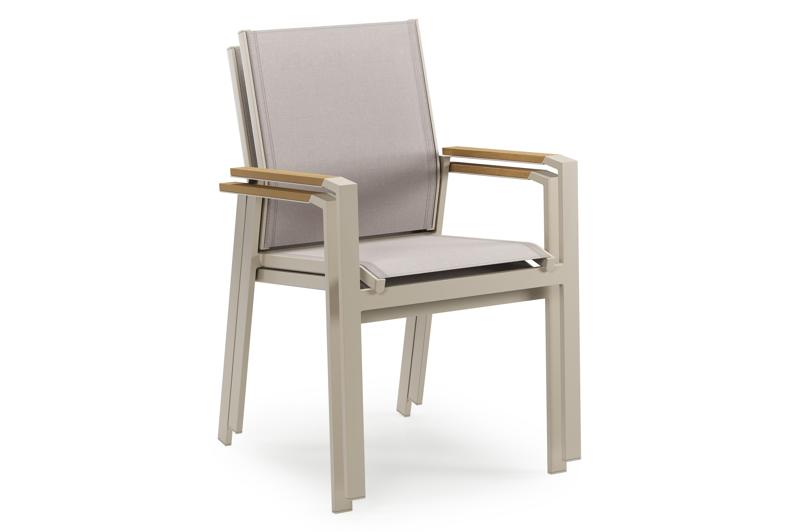 Bahia tuinset rechthoekig in beige aluminium en polywood met 6 Bahia tuinstoelen