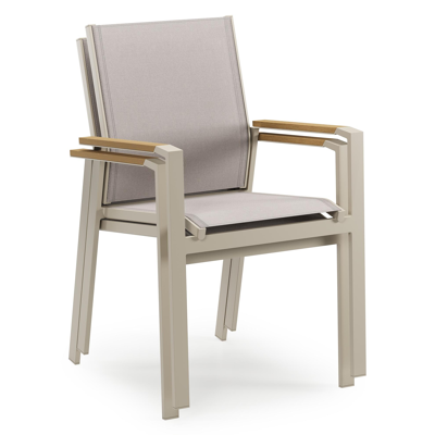 Bahia tuinset rechthoekig in beige aluminium en polywood met 6 Bahia tuinstoelen