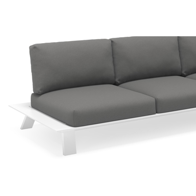 Cesano loungebank 3-zit in wit aluminium met natte charcoal chine all weather sunbrella® luxe kussen