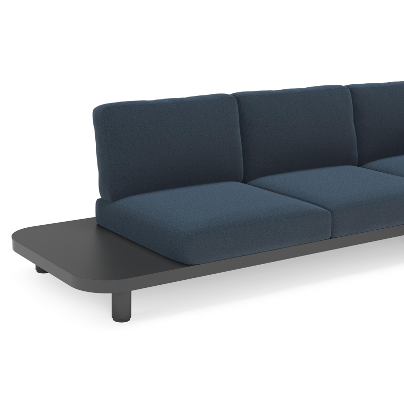 Salon de jardin d'angle Donato en aluminium noir et coussins en All Weather Sunbrella® luxe Heritage Indigo