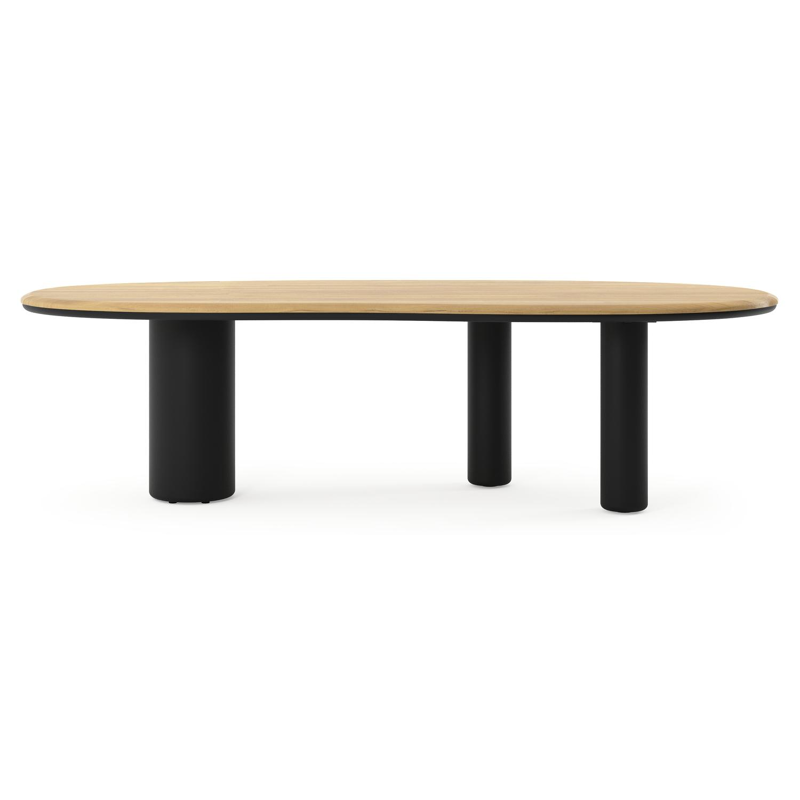 Amico tuintafel organisch in zwart aluminium en teak - L 280 x B 120 x H 73.5 cm