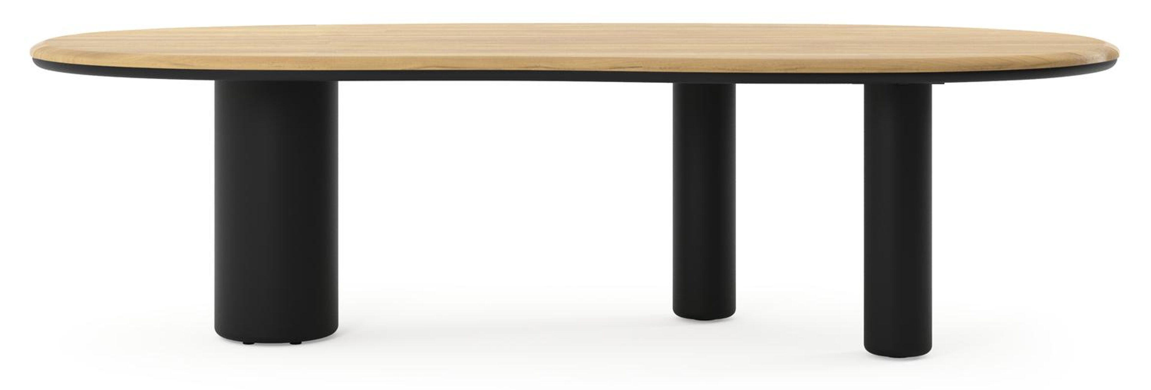 Amico tuintafel organisch in zwart aluminium en teak - L 280 x B 120 x H 74 cm