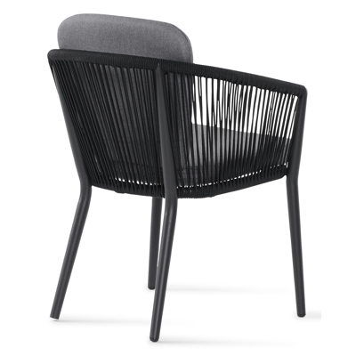 Orso tuinstoel in zwart aluminium en zwart rope