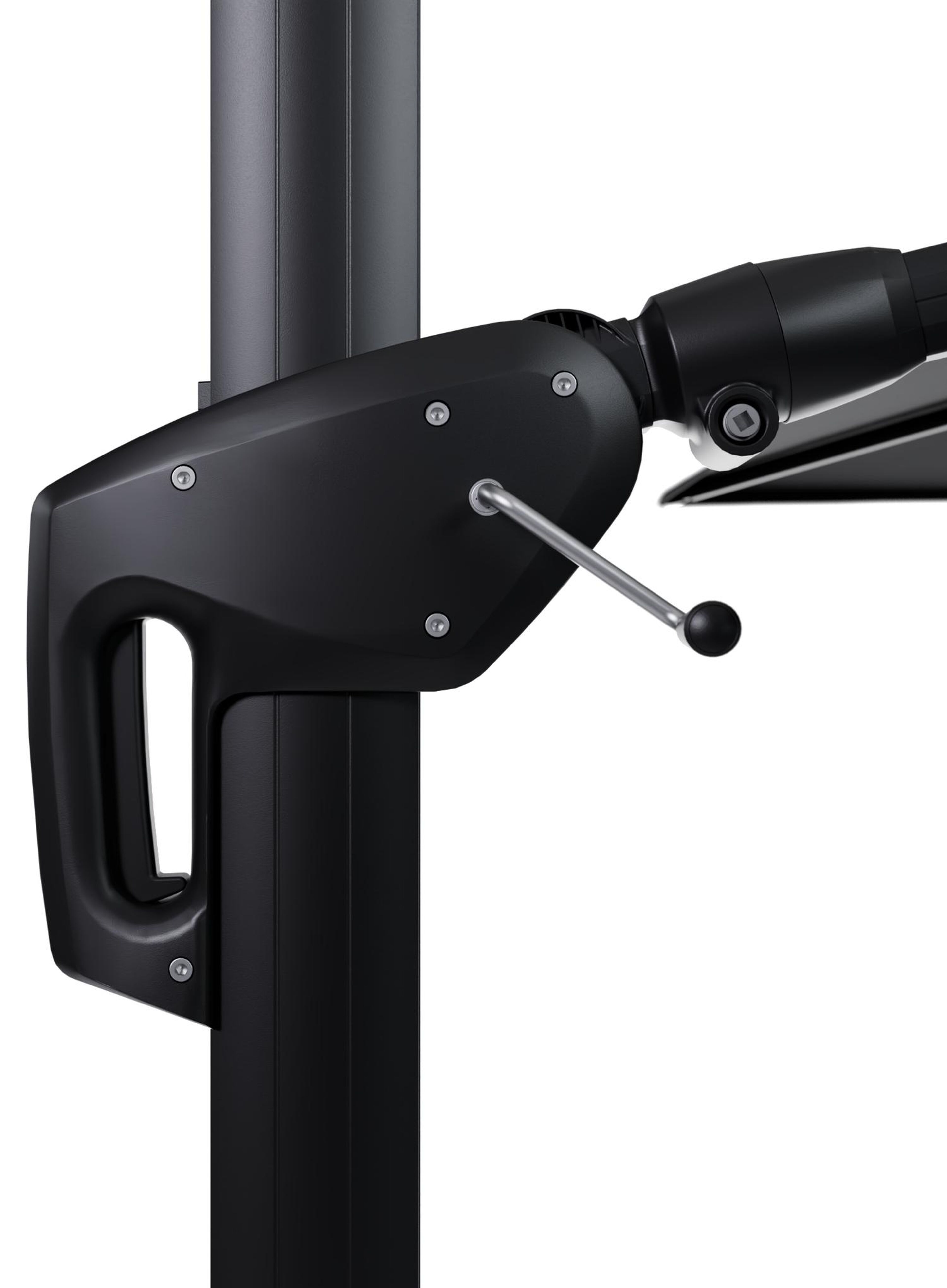 Parasol pendant Minore avec fonction tilt en aluminium noir avec toile de parasol en all weather sunbrella® premium noir - Lg.1 400 x Lg.2 300 cm (sans pied de parasol)