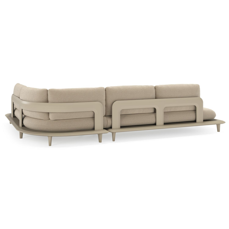 Bomero loungehoek in beige aluminium met althea chalk all weather cosytica kussen
