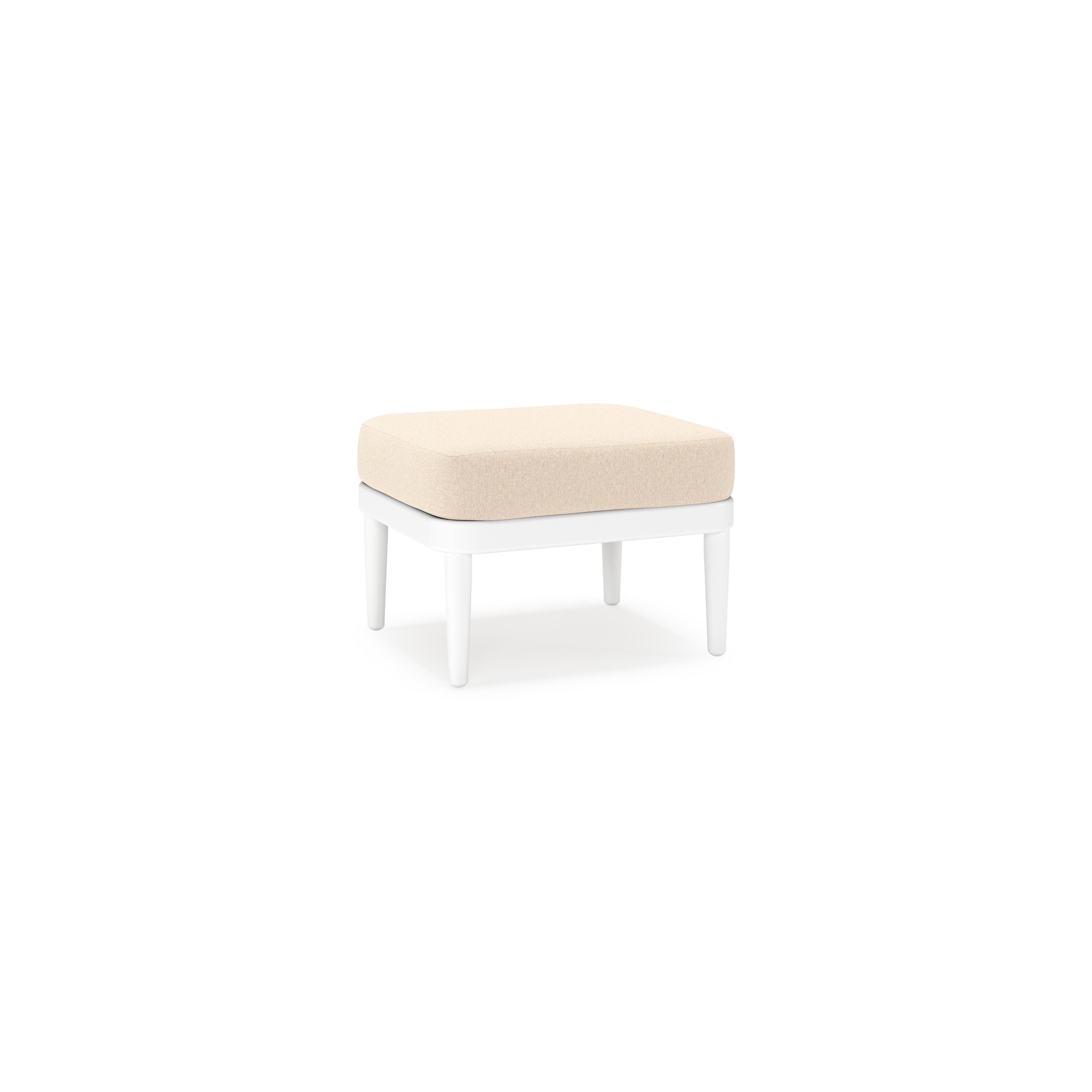 Orso poef in wit aluminium met Heritage Papyrus all weather sunbrella® luxe kussen