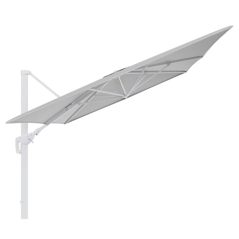 Minore zweefparasol met tiltfunctie in wit aluminium met savane nimbus all weather sunbrella® luxe parasoldoek - L1 400 x L2 300 cm (zonder voet)