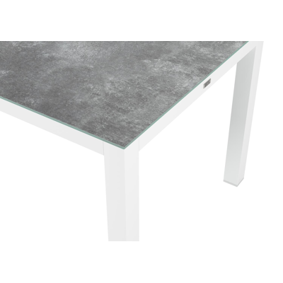 Varese tuinset in wit aluminium en grijs keramisch glas tafelblad met 8 stapelbare Calobra tuinstoelen