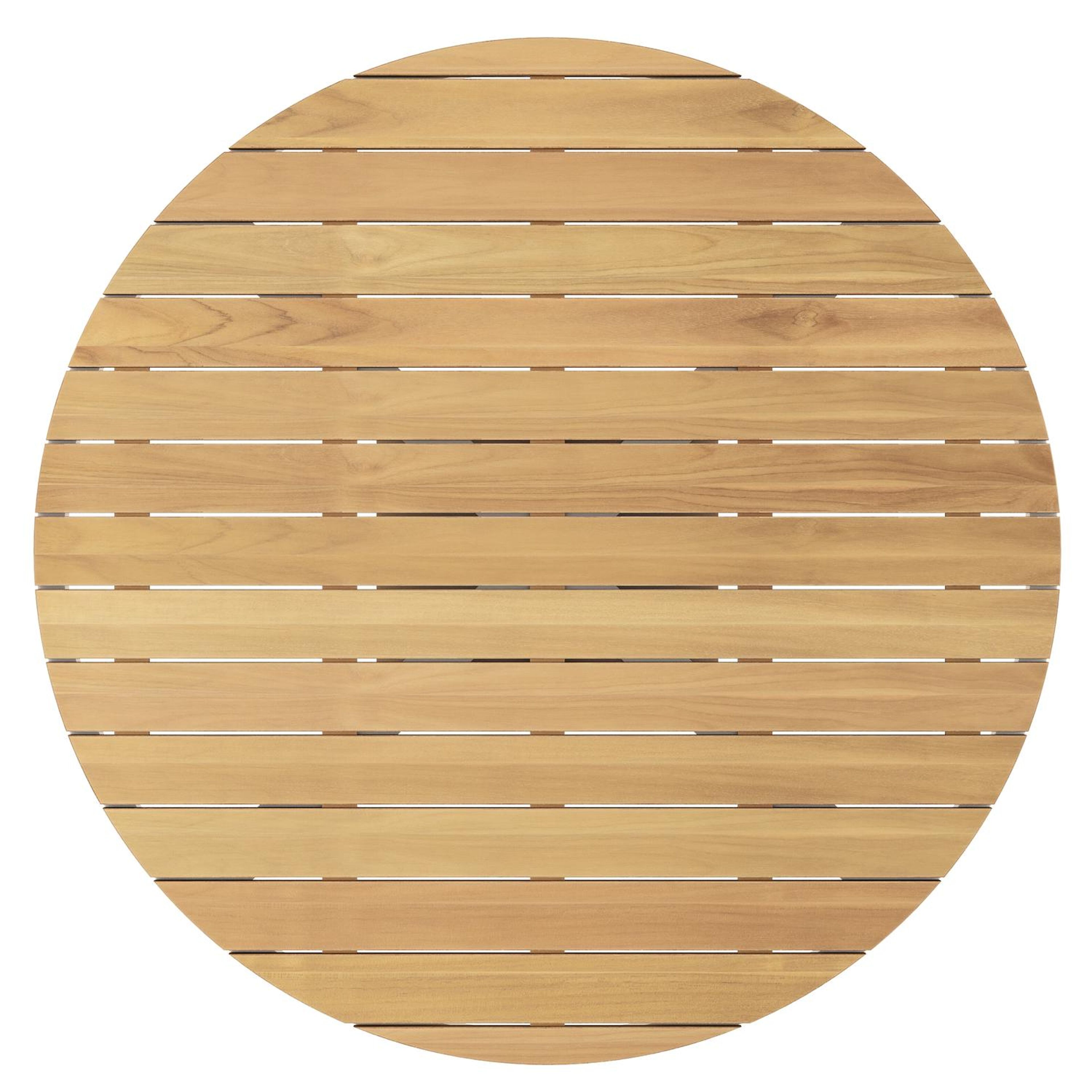 Table de jardin Fano ronde en aluminium blanc et teck - Diam. 148 x Haut. 75 cm