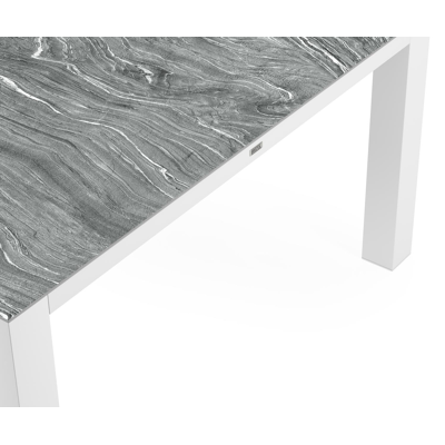 Table de jardin Nano en aluminium blanc et ceramique pleine mar del plata - Lg. 240 x Larg. 148 x H 73,6 cm