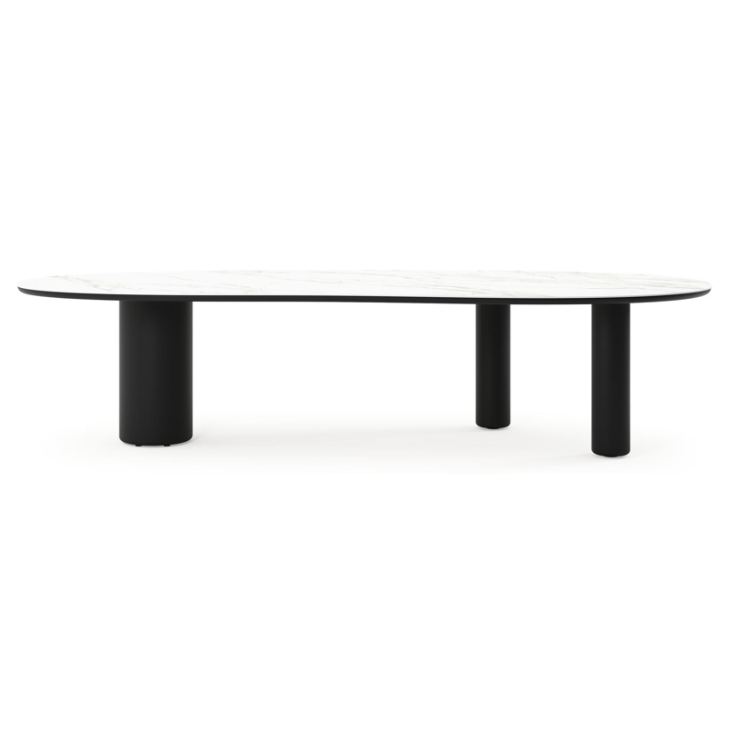 Amico tuintafel organisch in zwart aluminium en volkeramiek Calacatta - L 320 x B 145 x H 74 cm