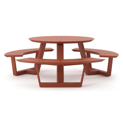 Rondino picknicktafel in roestbruin aluminium - Dia. 207 x H 71.5 cm
