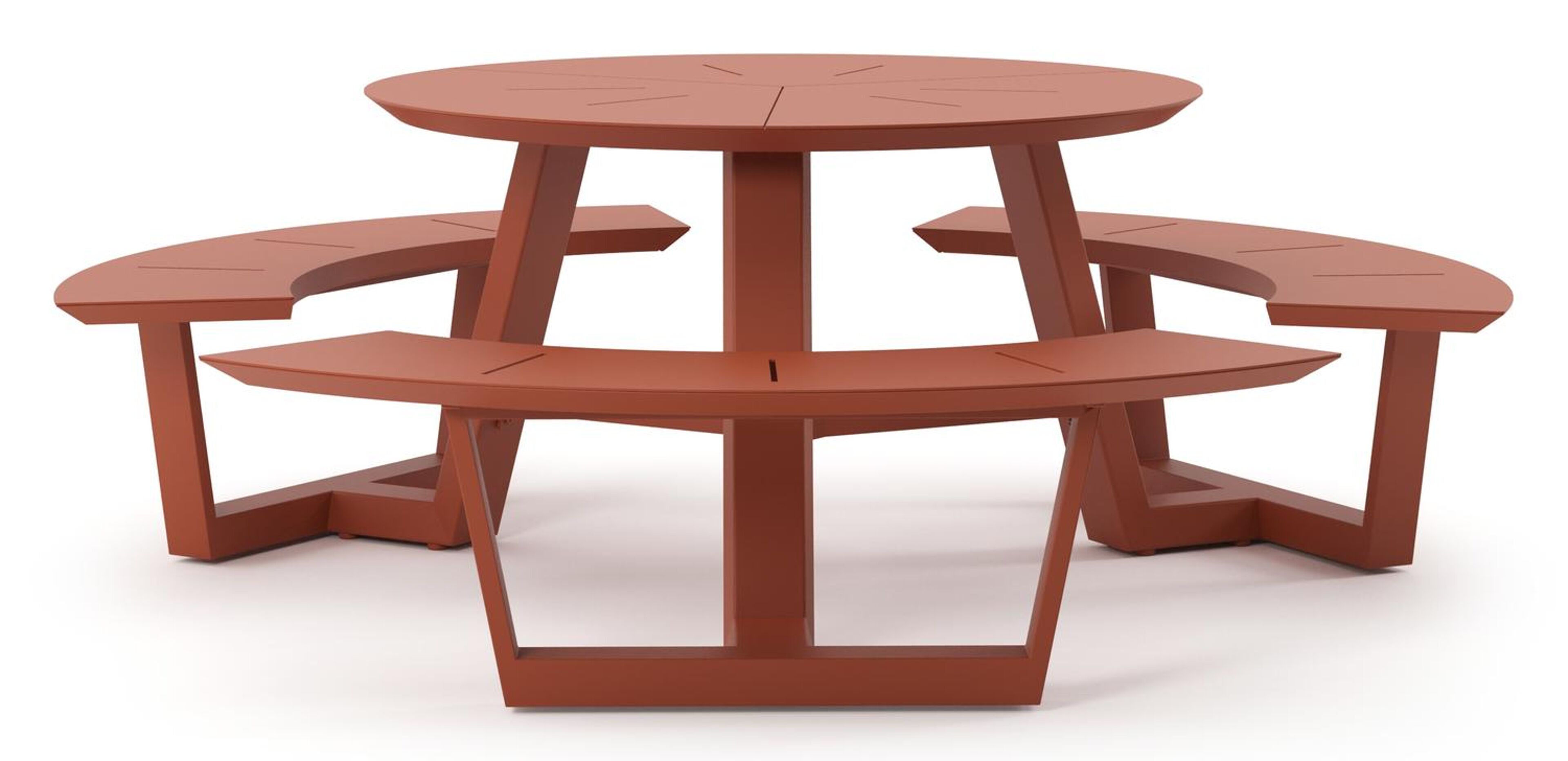 Rondino picknicktafel in roestbruin aluminium - Dia. 207 x H 71.5 cm