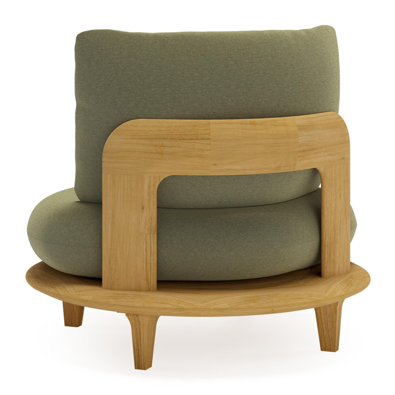 Bomero loungestoel in teak met heritage leaf all weather sunbrella® luxe kussen