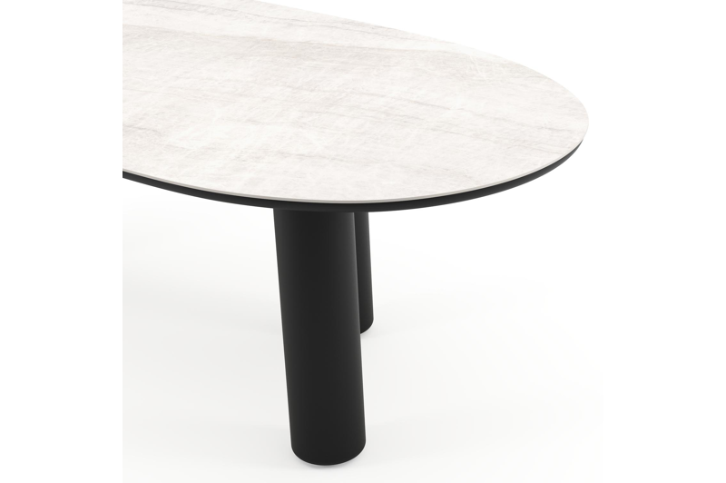 Amico tuintafel organisch in zwart aluminium en volkeramiek Taj Mahal - L 240 x B 110 x H 73.5 cm