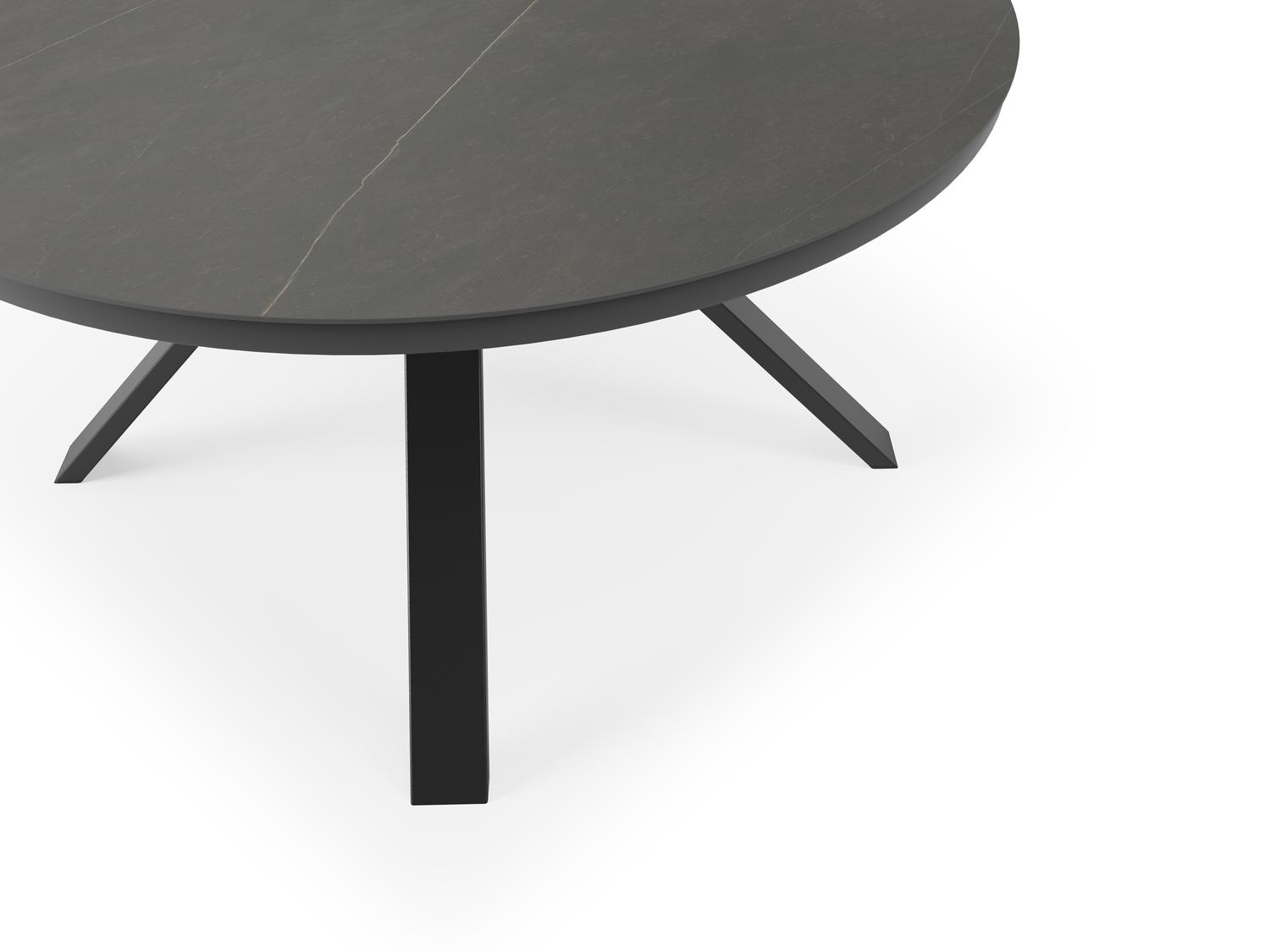 Cesano tuintafel in zwart aluminium en volkeramiek calatorao - Dia. 148 x H 74,5 cm