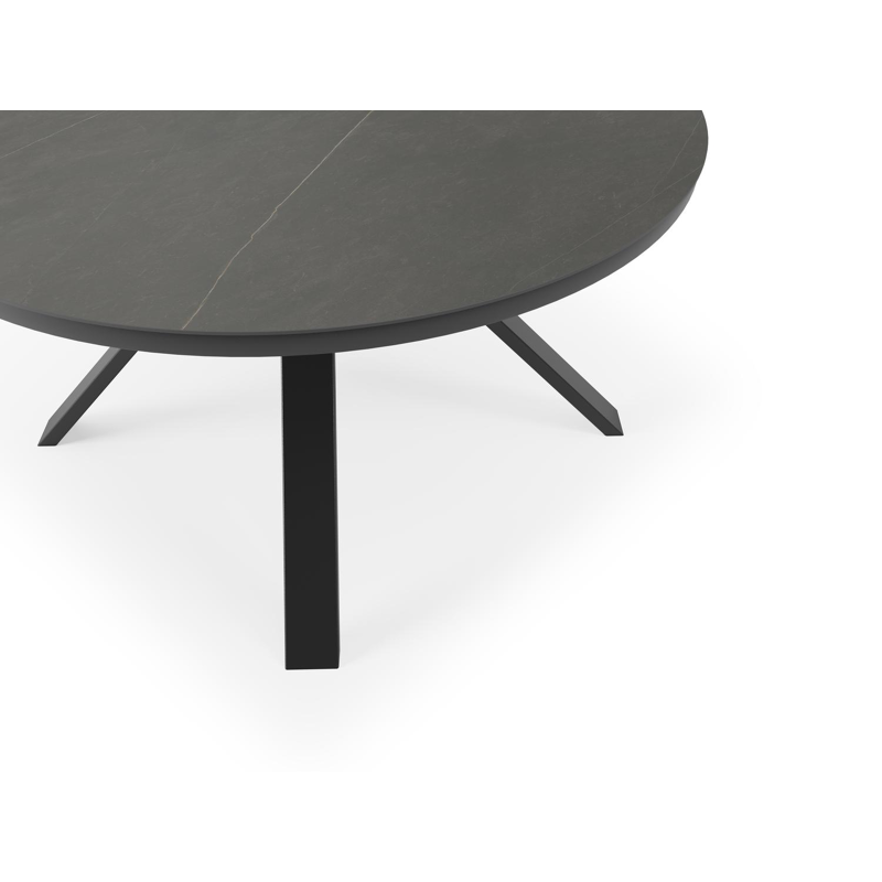 Cesano tuintafel in zwart aluminium en volkeramiek calatorao - Dia. 148 x H 74,5 cm
