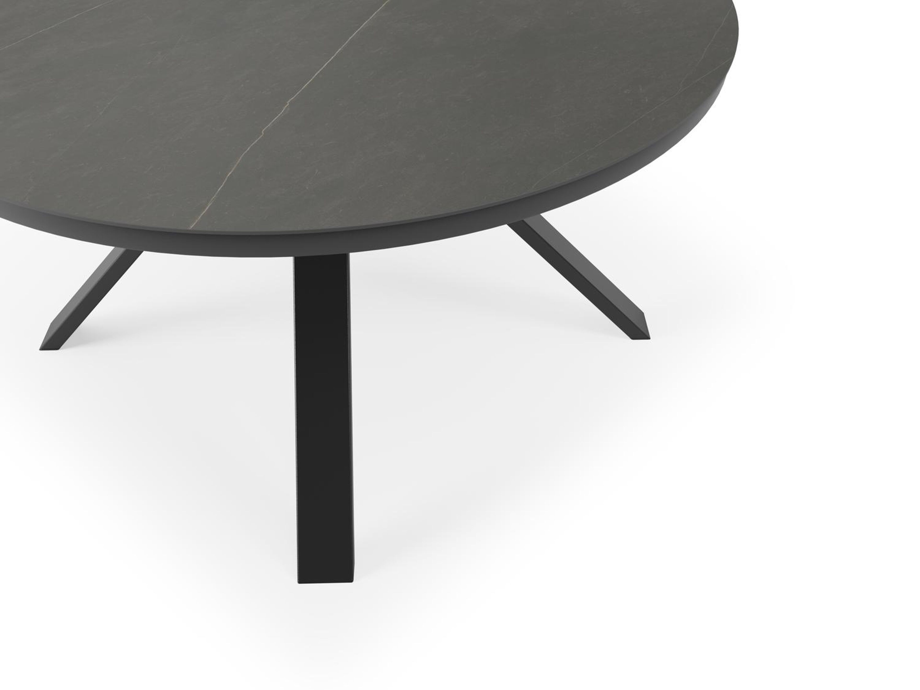 Table de jardin Cesano en aluminium noir et céramique pleine calatorao - Dia. 148 x H 74,5 cm