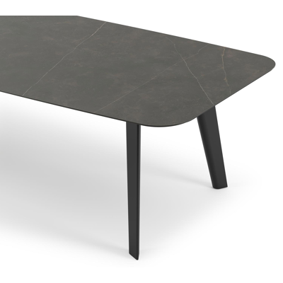 Lacrima tuintafel in zwart aluminium en volkeramiek calatorao - L 315 x B 115 x H 74 cm