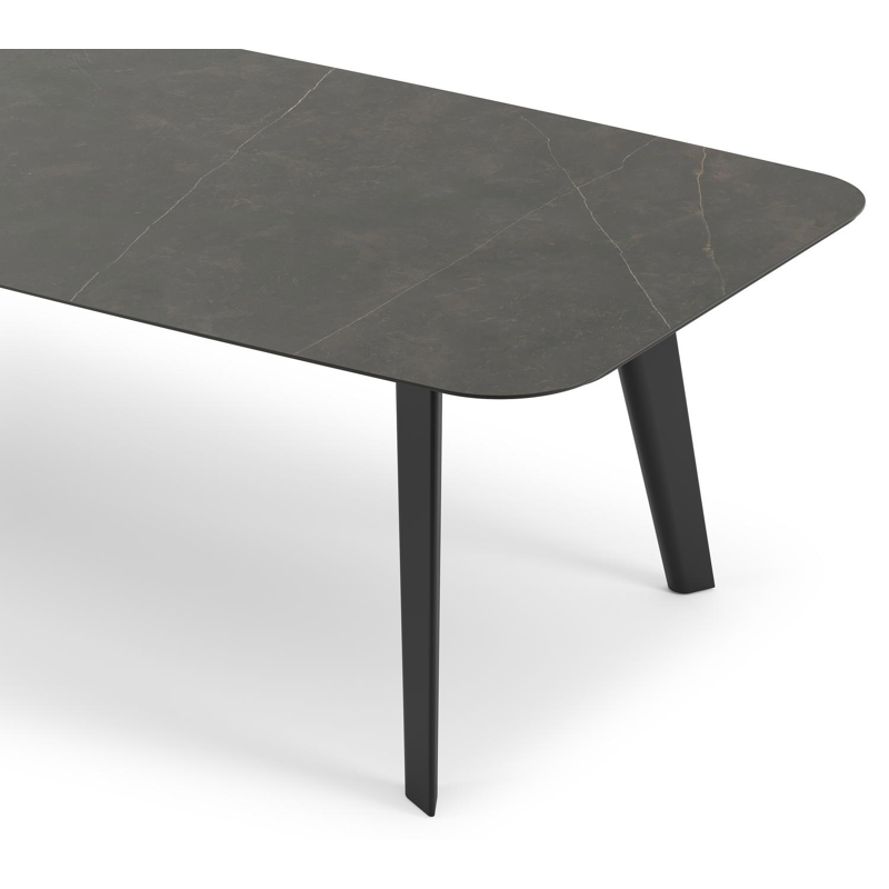 Lacrima tuintafel in zwart aluminium en volkeramiek calatorao - L 315 x B 115 x H 74 cm