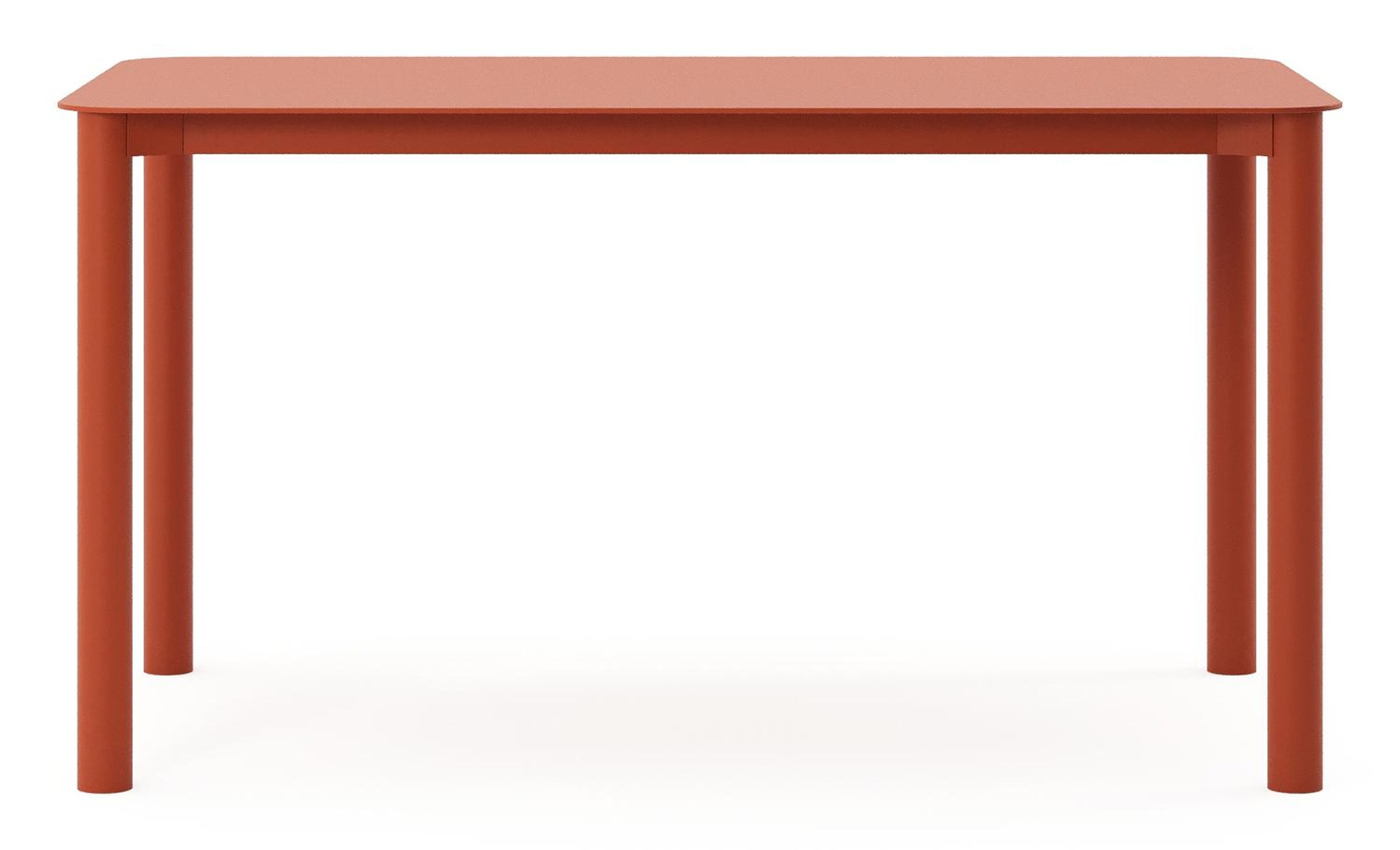 Table de jardin Orso rectangulaire arrondie en aluminium brun rouille - Lg. 140 x Lrg. 80 x Haut. 75 cm