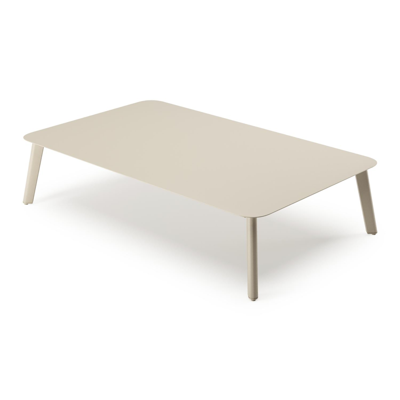 Table de basse Mosa en beige aluminium et aluminium beige - Lg. 140 x Lrg. 85 x Haut. 30 cm