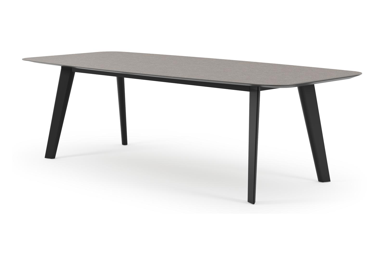 Lacrima tuintafel bootvorm in zwart aluminium en volkeramiek wulong - L 255 x B 115 x H 73 cm