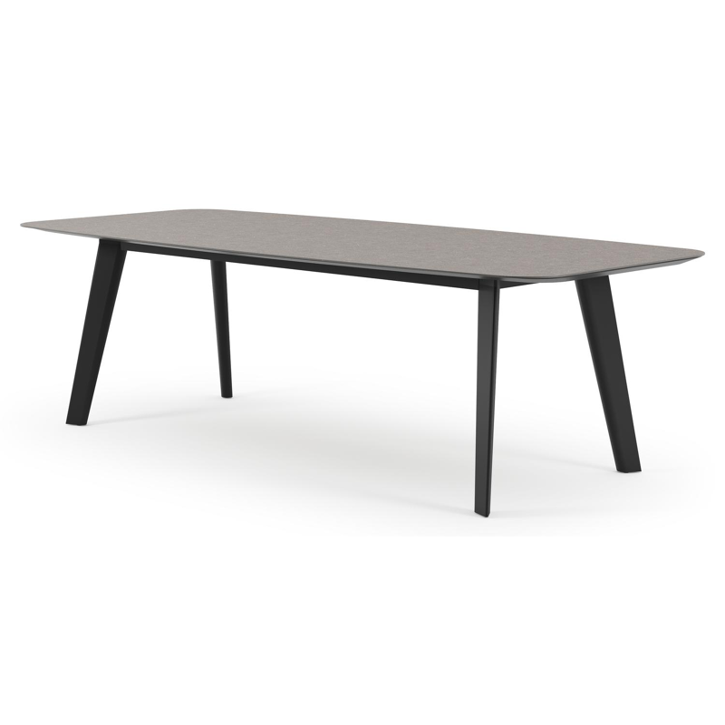 Lacrima tuintafel bootvorm in zwart aluminium en volkeramiek wulong - L 255 x B 115 x H 73 cm