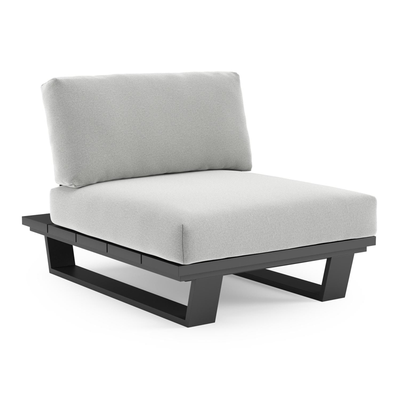 Pagino loungestoel in zwart aluminium met natte grey chine all weather sunbrella® luxe kussen