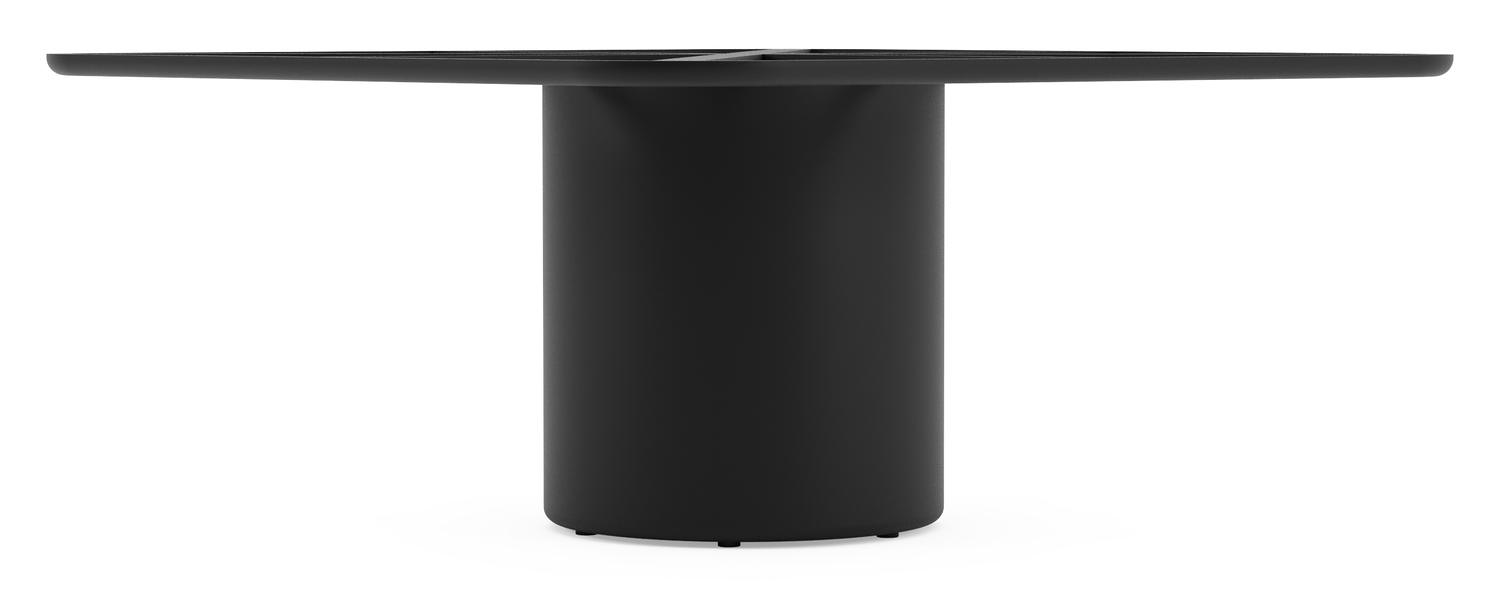 Amico low dining tuintafel afgerond vierkant in zwart aluminium en volkeramiek Basalt Black - L 148 x B 148 x H 61 cm