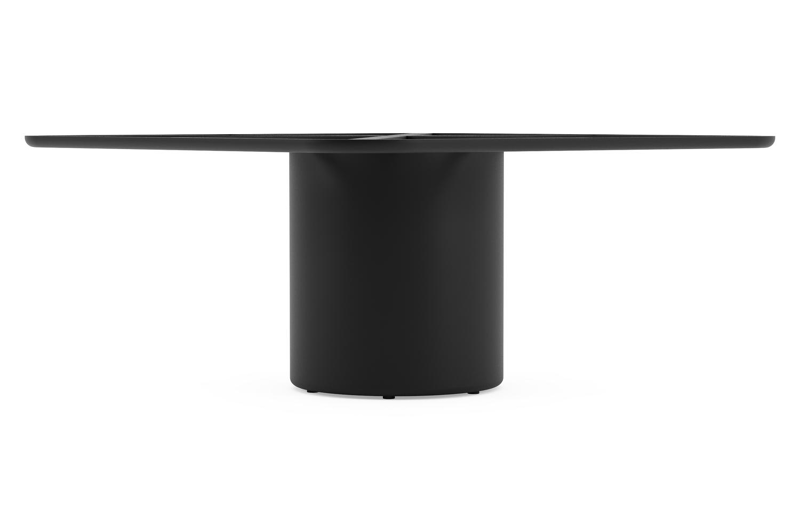 Amico low dining tuintafel afgerond vierkant in zwart aluminium en volkeramiek Colorado Dunes - L 148 x B 148 x H 61 cm